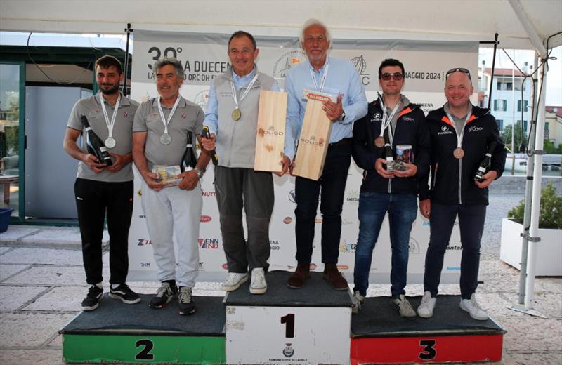 2024 ORC DH European Championship Class B podium - TASMANIA of Antonio Di Chiara and Walter Svetina, KEY-GO of Pacifico D'Ettore and Michele Zambelli, and OXYGEN of Andrea Gozo and Angelo Marchesini  photo copyright Andrea Carloni taken at  and featuring the ORC class