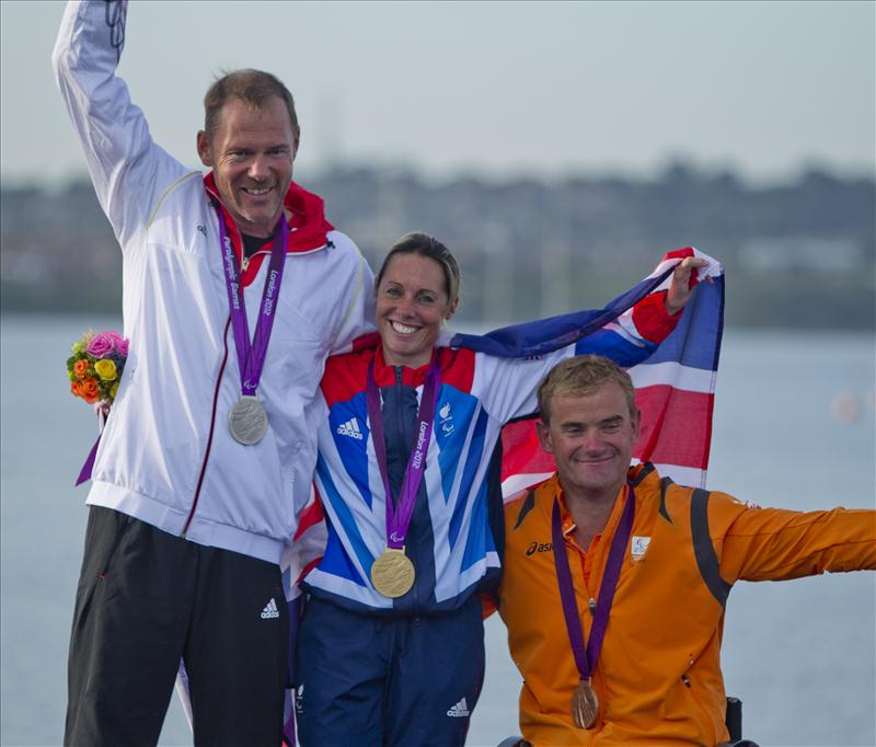 Helena Lucas (GBR) wins the Gold Medal in the 2.4mR class at the London 2012 Paralympics photo copyright onEdition taken at Weymouth & Portland Sailing Academy and featuring the 2.4m class