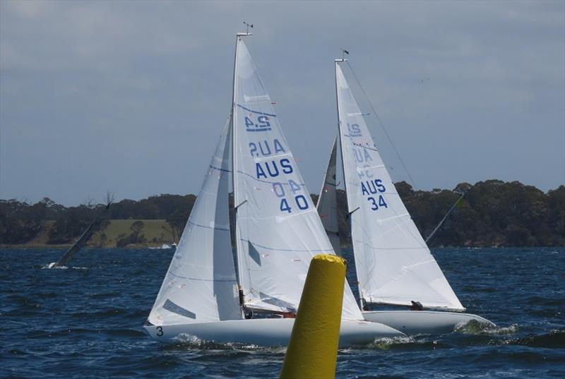 Peter Russell AUS 40 leads John Collingwood AUS 34 in a close battle to the top - 2025 2.4mR Australian Championship Paynesville photo copyright Christie Arras, GLYC taken at Gippsland Lakes Yacht Club and featuring the 2.4m class