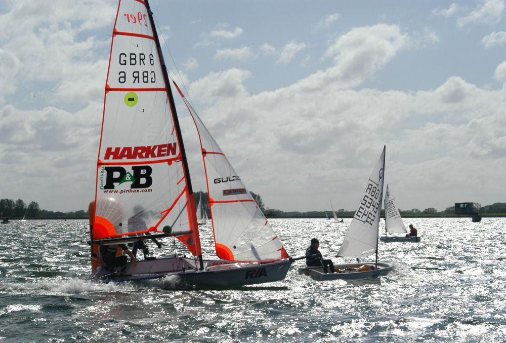 Windy conditions for the National School Sailing Association Championships held at Oxford Sailing Club photo copyright Nigel Vick taken at Oxford Sailing Club and featuring the 29er class