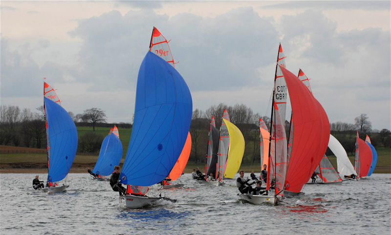 Action from the 2012 Harken Grand Prix Series event at Rutland photo copyright Ben Cooper taken at Rutland Sailing Club and featuring the 29er class