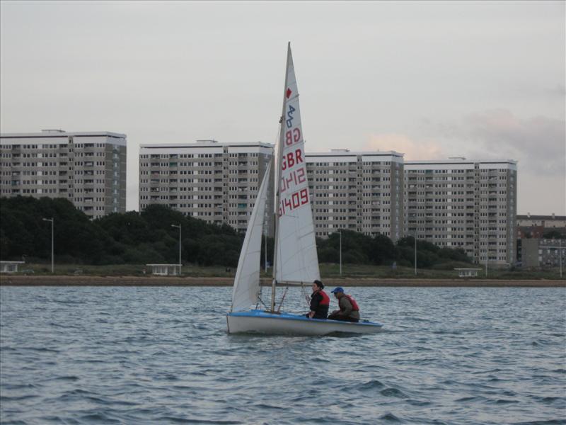 Antoine Serruier in the seventh race of the SWSA evening series for sailing dinghies photo copyright Chris Waddington taken at Southampton Water Sailing Association and featuring the 420 class