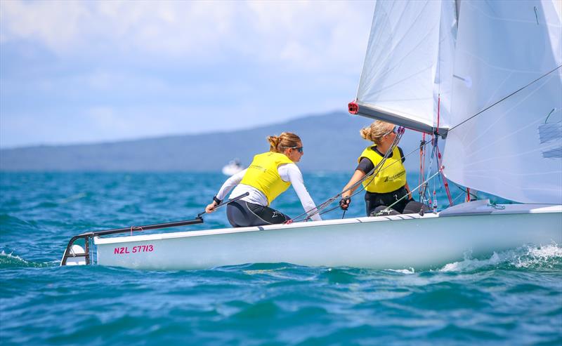 Tessa Clinton and Amelia Higson - 420 - Day 3 - Oceanbridge Sail Auckland 2025 - March 2, 2025 photo copyright Jacob Fewtrell Media taken at Torbay Sailing Club and featuring the 420 class