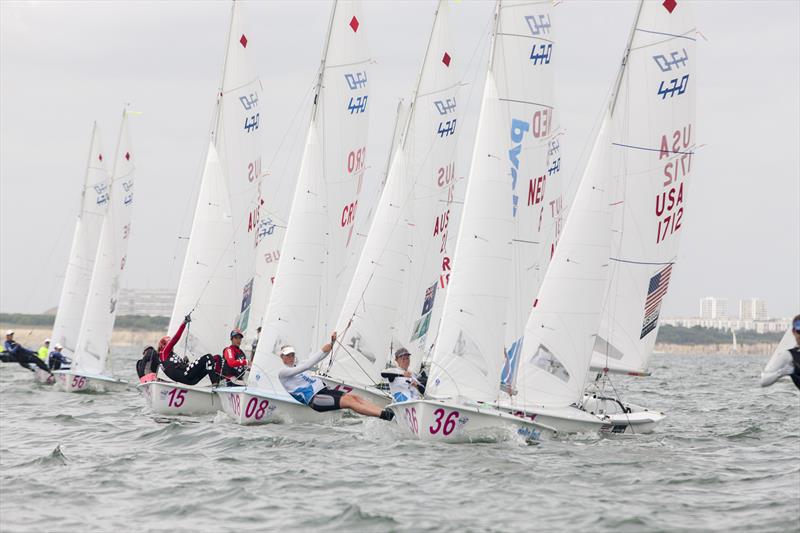 470 Women Fleet start  on day 2 of the 470 World Championships - photo © Christophe Breschi / www.breschi-photo-video.com