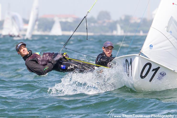 Mathew Belcher & Will Ryan on day 2 of the 470 World Championships - photo © Thom Touw / www.thomtouw.com