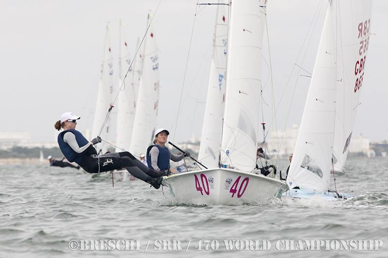 Elise Rechihi & Sarah Cook on day 2 of the 470 World Championships - photo © Christophe Breschi / www.breschi-photo-video.com