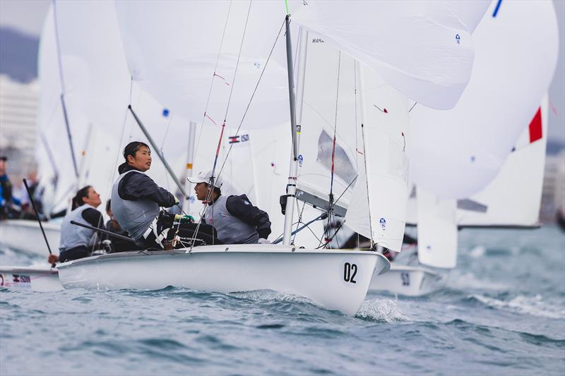 Keiju Okada & Miho Yoshioka (JPN) - 470 World Championship in Llucmajor, Mallorca, Day 2 - photo © Bernardí Bibiloni / Int. 470 Class