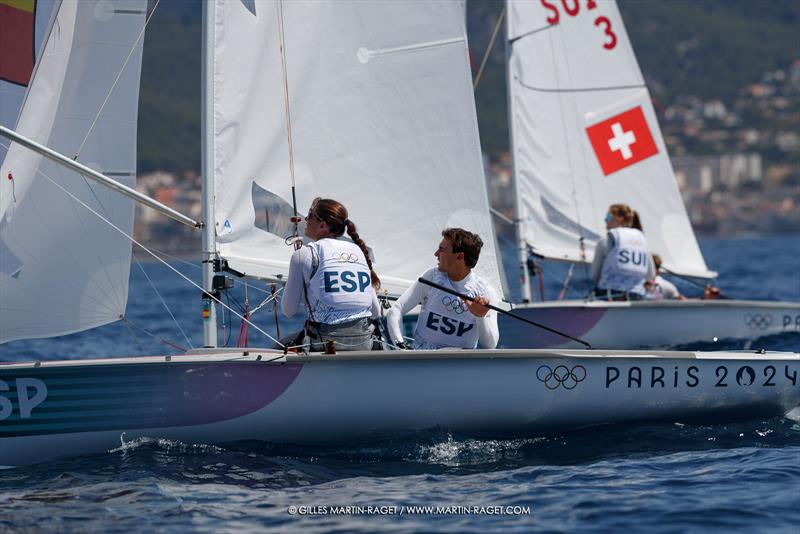 470 Mixed - Olympic training - Marseille - Paris2024 Olympic Regatta - July 25, 2024 photo copyright Gilles Martin-Raget taken at Yacht Club de France and featuring the 470 class