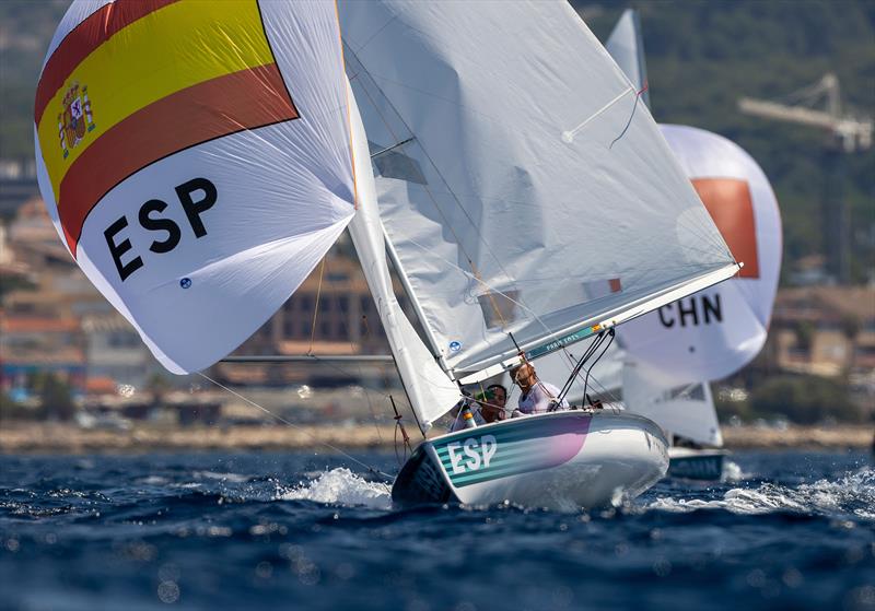 Jordi Xammar Hernandez & Nora Brugman Cabot (ESP) Mixed Dinghy racing in Marseille at the Paris 2024 Olympic Regatta - photo © World Sailing / Sander van der Borch