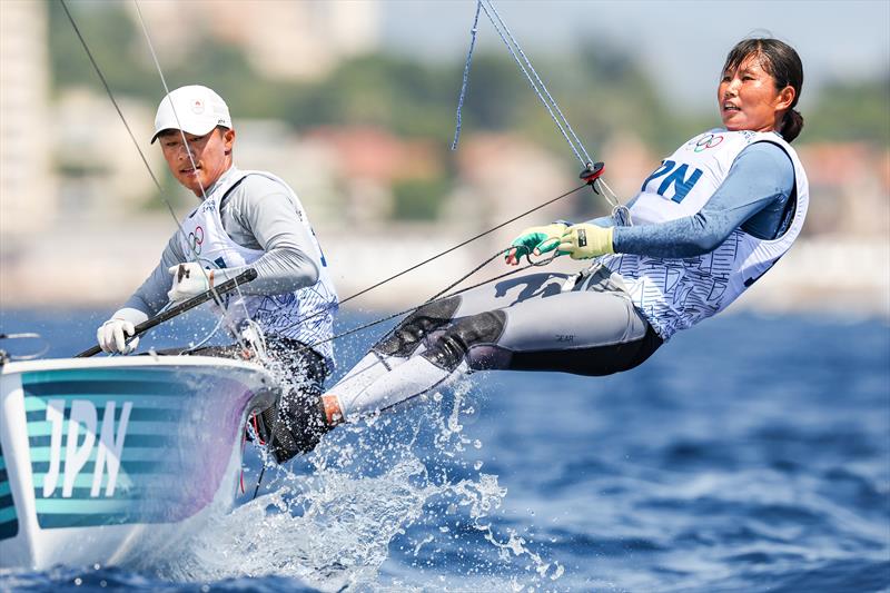 Keiju Okada & Miho Yoshioka (JPN) Mixed Dinghy racing in Marseille at the Paris 2024 Olympic Regatta - photo © World Sailing / Sander van der Borch