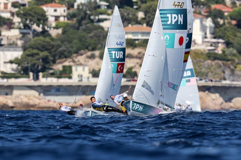 Keiju Okada & Miho Yoshioka (JPN)) in the Mixed Dinghy on August 3 in Marseille at the Paris 2024 Olympic Regatta - photo © World Sailing / Lloyd Images