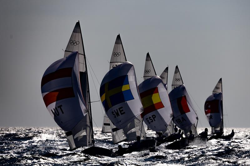 Race 4 finish in the Mixed Dinghy on August 3 in Marseille at the Paris 2024 Olympic Regatta - photo © Robert Deaves / www.robertdeaves.uk