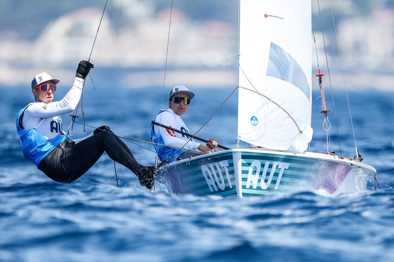 Lara Vadlau/Lukas Maehr (Austria) - Mixed 470 - Day 8 - Marseille - Paris2024 Olympic Regatta - August 4, 2024 - photo © World Sailing / Sander van der Borch