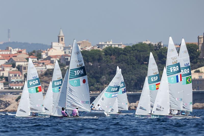 Mixed Dinghy Medal Race at Paris2024 on August 8, 2024 in Marseille, France photo copyright World Sailing / Lloyd Images taken at  and featuring the 470 class