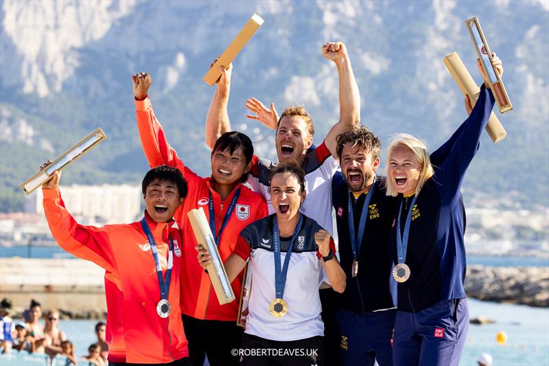 470 Medals - Paris 2024 Olympic Sailing Competition photo copyright Robert Deaves taken at  and featuring the 470 class