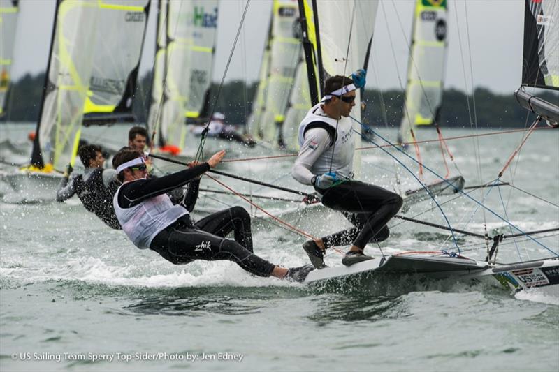 ISAF Sailing World Cup Miami day 4 photo copyright Jen Edney / US Sailing Team Sperry Top-Sider taken at Coconut Grove Sailing Club and featuring the 49er class