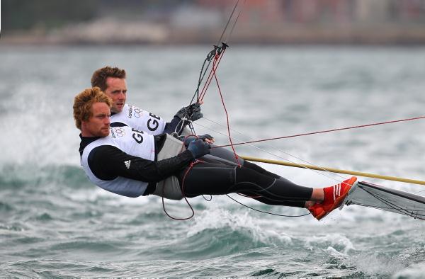 49ers on day four of the London 2012 Olympic Sailing Competition photo copyright Richard Langdon / www.oceanimages.co.uk taken at Weymouth & Portland Sailing Academy and featuring the 49er class