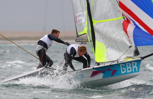 49ers on day four of the London 2012 Olympic Sailing Competition photo copyright Richard Langdon / www.oceanimages.co.uk taken at Weymouth & Portland Sailing Academy and featuring the 49er class