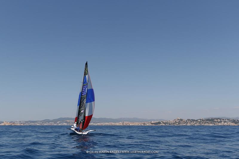 49er - Olympic training - Marseille - Paris2024 Olympic Regatta - July 25, 2024 photo copyright Gilles Martin-Raget taken at Yacht Club de France and featuring the 49er class