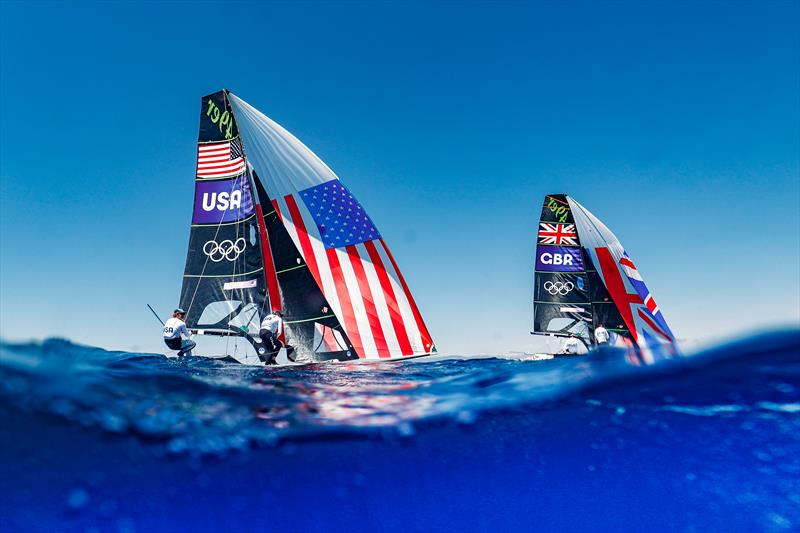  49er sailors Ian Barrows (St. Thomas, USVI) and Hans Henken (San Fransisco, CA) during a light-air practice day on the bay of Marseille - photo © Sailing Energy / US Sailing Team