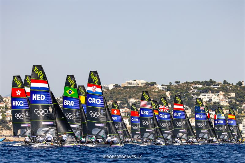 49er start - Mens Skiff - Marseille - Paris2024 Olympic Regatta - July 31, 2024 - photo © Robert Deaves