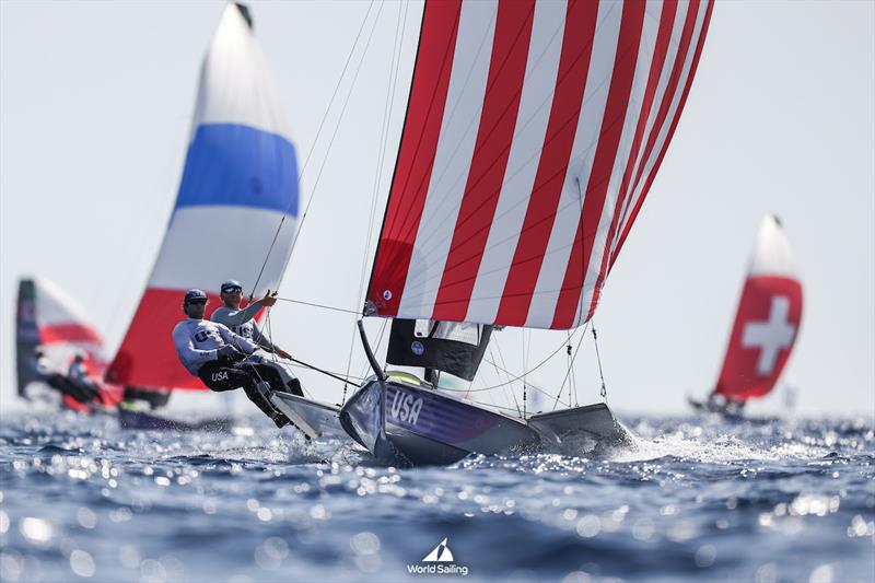 Ian Barrows (St. Thomas, USVI) and Hans Henken (San Fransisco, CA) are in fourth overall and in contention for a medal during tomorrow's medal race photo copyright World Sailing taken at  and featuring the 49er class