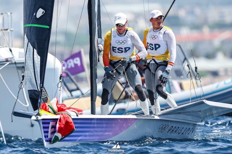 Diego Botin/Floria Trittel (ESP) - 49er - Marseille - Paris2024 Olympic Regatta - August 1, 2024 - photo © World Sailing / Lloyd Images