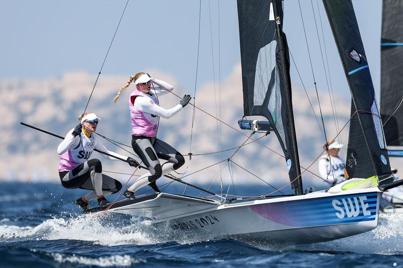 Vilma Bobeck/Rebecca Netzler (SWE) Medal Race - 49erFX - Womens Skiff - Paris Olympic Sailing in Marseille, France August 2, 2024 - photo © World Sailing / Sander van der Borch