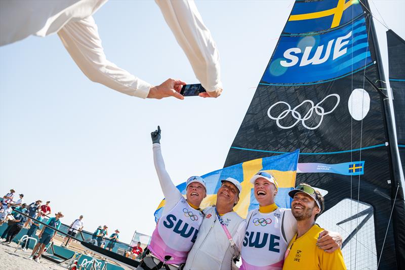 Swedish celebrations - Medal Race - 49erFX - Womens Skiff - Paris Olympic Sailing in Marseille, France August 2, 2024 - photo © World Sailing / Jean-Louis Carli