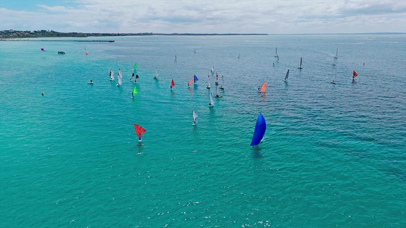 The Rye end of the startline just after the start with Tom Stuchbery Sailing on YouTube crossing the fleet in a 59er photo copyright Capel Sound Invitational taken at Rye Yacht Club and featuring the 59er class