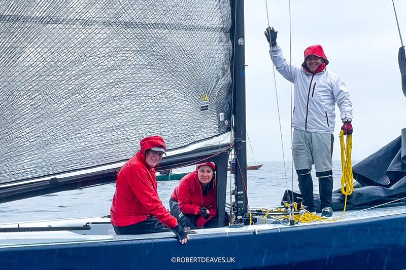 Al Baba crew look on the bright side on day 3 of the 2024 5.5 Metre French Open at the Regates Royales in Cannes photo copyright Robert Deaves / www.robertdeaves.uk taken at Yacht Club de Cannes and featuring the 5.5m class