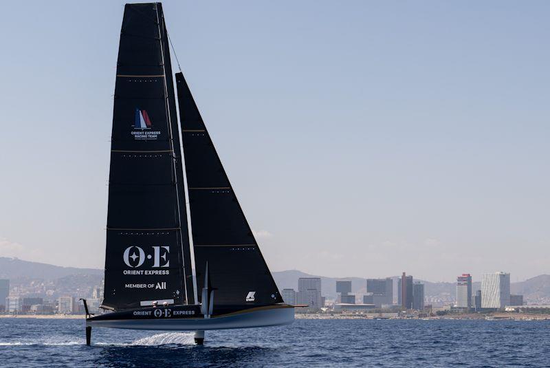 Orient Express Racing Team's all-new AC40 first test sail in Barcelona - photo © Martin Keruzore / OERT