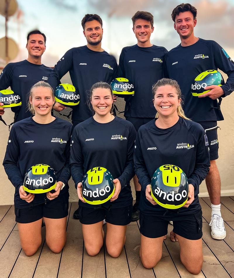 Part of Andoo Team Australia Challenge sporting their new helmets photo copyright Kate Moriarty taken at  and featuring the AC40 class