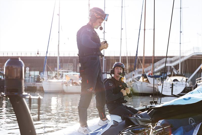 Morgan Lauber and Joshua Richner onboard the AC40 ahead of practice racing for Unicredit Youth Americas Cup in Barcelona, Spain - photo © Oriol Castello Arroyo