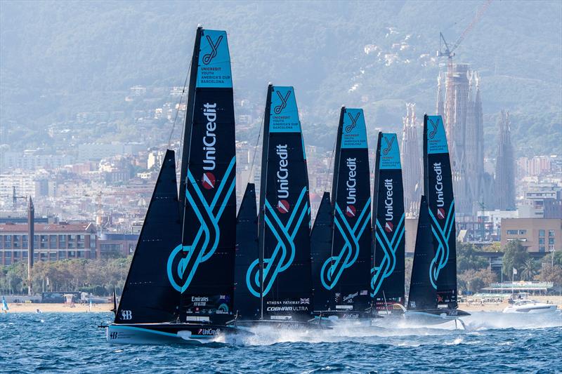 Emirates Team NZ Lead off the start line - Day 6 - Group A - UniCredit Youth America's Cup - September 23, 2024 - Barcelona - photo © Ian Roman / America's Cup