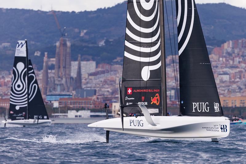 Alinghi Red Bull Racing Womens Team racing in the PUIG Womens Americas Cup Group stage, Race Day 3 in Barcelona, Spain - photo © Alinghi Red Bull Racing / Samo Vidic