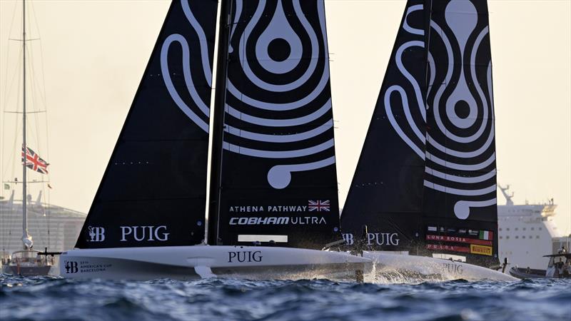 Athena Pathway Women Great Britain, Luna Rossa Prada Pirelli Womens Team Italy during Puig Women's America's Cup Semi Final Race 4 - October 11, 2024 photo copyright David Maynard / www.alleycatphotographer.com taken at  and featuring the AC40 class