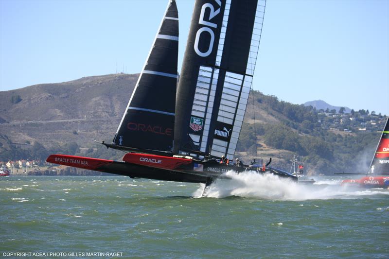 Wind and tide build on day 8 of the 34th America's Cup photo copyright ACEA / Gilles Martin-Raget taken at  and featuring the AC72 class