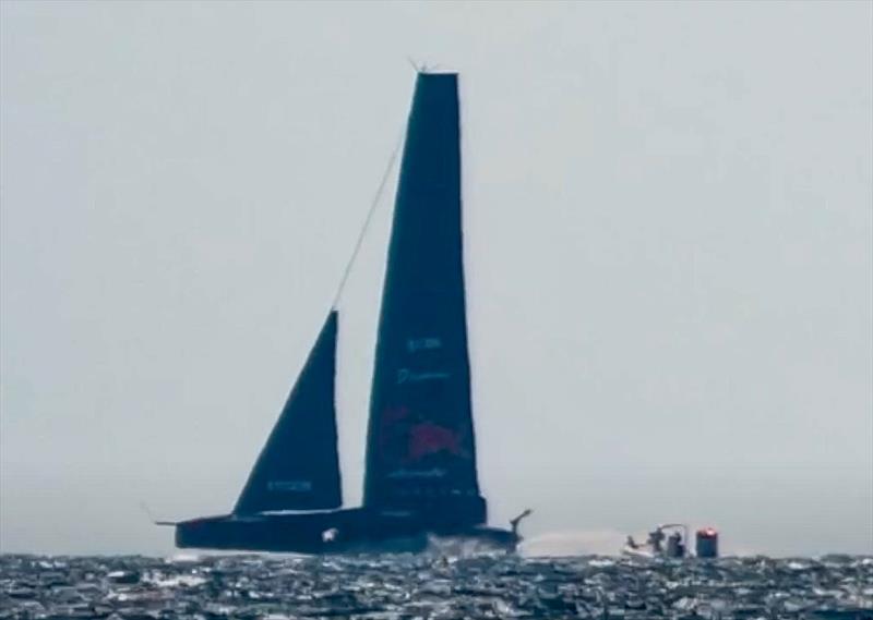 Alinghi Red Bull Racing  accelerating after rounding a mark and carrying what looks to be a lot of induced bend - AC75 - Day 30 - June 13, 2024 - Barcelona - photo © Ivo Rovira / America's Cup