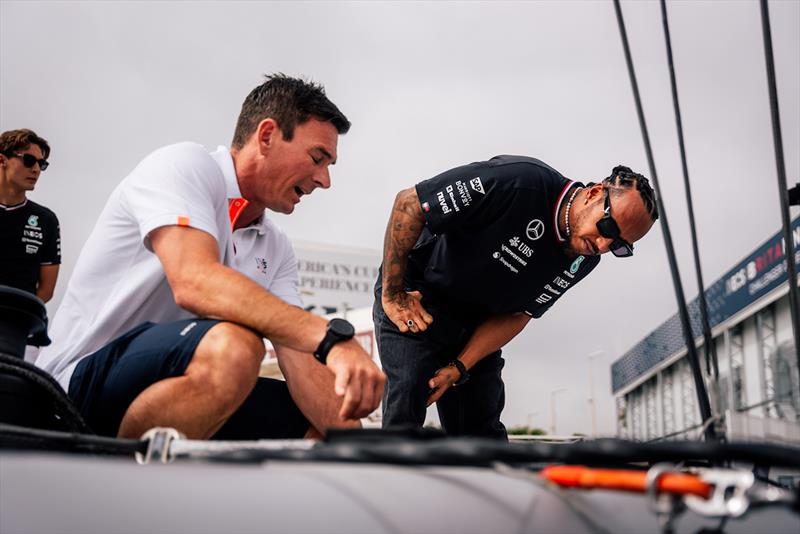 Lewis Hamilton at the INEOS Britannia base in Barcelona - photo © Cameron Gregory