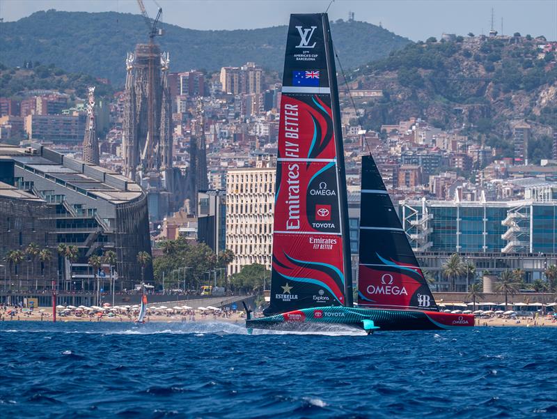 Emirates Team New Zealand - AC75 - July 18  , 2024 - Barcelona photo copyright James Somerset/ Emirates Team NZ taken at Royal New Zealand Yacht Squadron and featuring the AC75 class