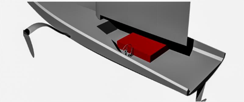 Figure 2: Box (red) in the cockpit. The box is not bonded to the hull, it is removable and may have openings - photo © Unknown AC Team