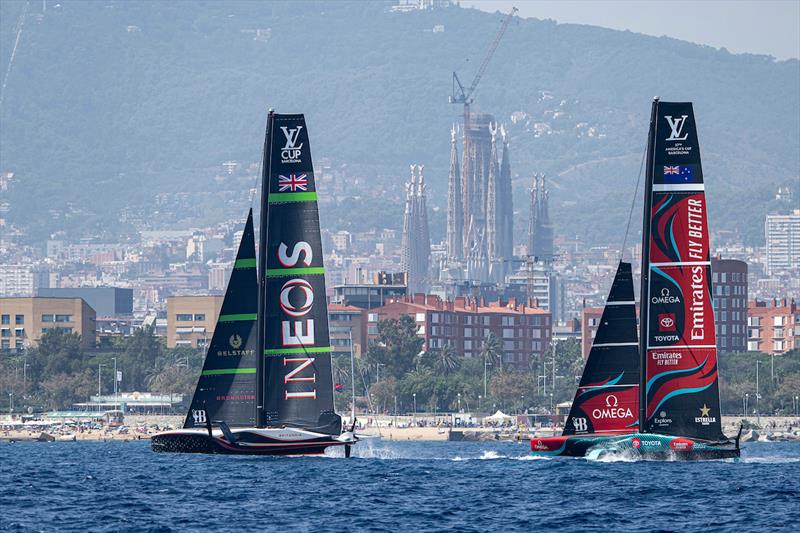 Emirates Team New Zealand vs. INEOS Britannia on Louis Vuitton Preliminary Regatta Barcelona Day 2 - August 23rd 2024 - photo © Ricardo Pinto / America's Cup