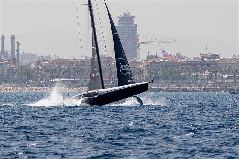 New York Yacht Club American Magic have a rudder problem on Louis Vuitton Preliminary Regatta Barcelona Day 3 - August 24th 2024 - photo © Ian Roman / America's Cup