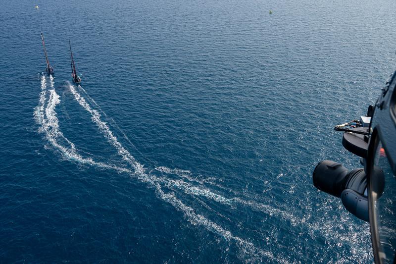 Alinghi Red Bull Racing and Emirates Team New Zealand prestart - Race Day 3 - Louis Vuitton Preliminary Regatta - Barcelona - August 24, 2024 - photo © Ricardo Pinto / America's Cup