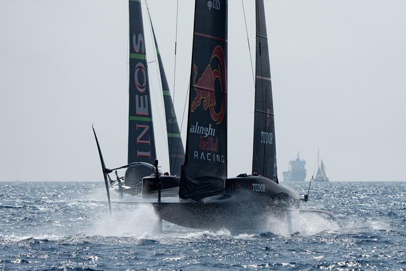 INEOS Britannia and Alinghi Red Bull Racing - Race Day 3 - Louis Vuitton Preliminary Regatta - Barcelona - August 24, 2024 - photo © Ian Roman / America's Cup