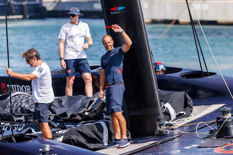 Arnaud Psarofaghis waves at fans after racing at the Louis Vuitton Preliminary Regatta in Barcelona, Spain. 23 August - photo © Alinghi Red Bull Racing