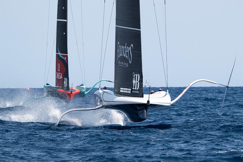 New York Yacht Club American Magic defeat Emirates Team New Zealand on Louis Vuitton Preliminary Regatta Barcelona Day 4 - August 25th 2024 - photo © Ricardo Pinto / America's Cup