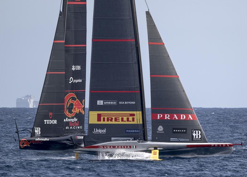 Alinghi Red Bull Racing vs. Luna Rossa Prada Pirelli on Louis Vuitton Preliminary Regatta Barcelona Day 4 - August 25th 2024 - photo © David Maynard / www.alleycatphotographer.com