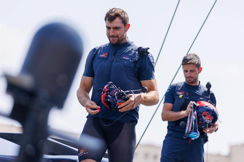 Augustin Maillefer and Maxime Bachelin on Alinghi Red Bull Racing BoatOne dock out prior to racing at the Louis Vuitton Preliminary Regatta Day 4 in Barcelona, Spain. 24 August - photo © Alinghi Red Bull Racing